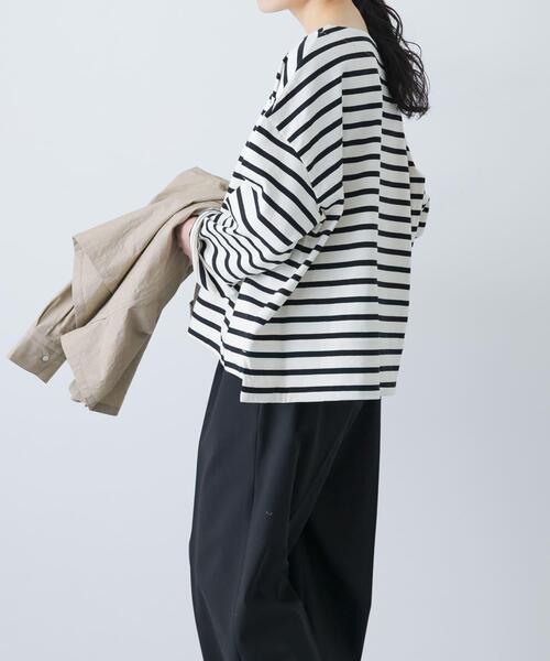 かぐれ(カグレ)の「コットンボートネックボーダーカットソー(Tシャツ/カットソー・レディース・ブラック系その他・FREE)」の3枚目の写真