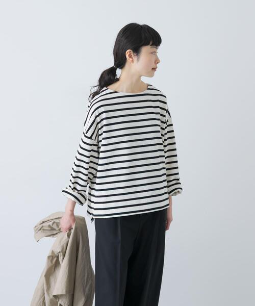 かぐれ(カグレ)の「コットンボートネックボーダーカットソー(Tシャツ/カットソー・レディース・ブラック系その他・FREE)」の4枚目の写真