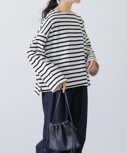 かぐれ(カグレ)の「コットンボートネックボーダーカットソー(Tシャツ/カットソー・レディース・ブラック系その他・FREE)」の6枚目の写真