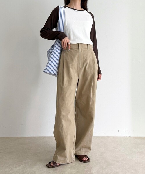 fredy emue（フレディエミュ）の「シアーラグランロンＴシャツ（Tシャツ/カットソー・レディース・オフホワイト/チャコールグレー/ブラウン・38）」の4枚目の写真