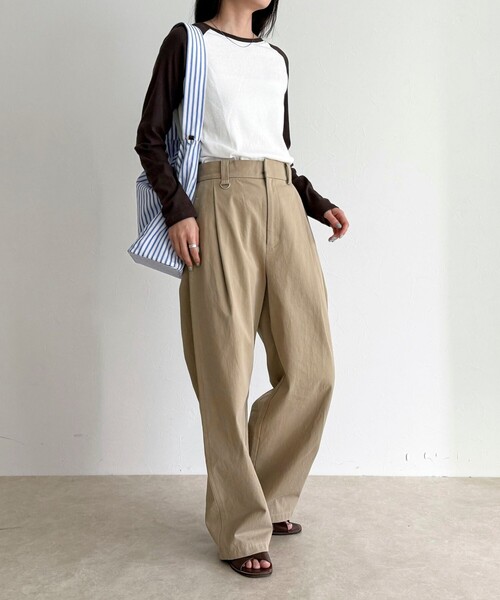 fredy emue（フレディエミュ）の「シアーラグランロンＴシャツ（Tシャツ/カットソー・レディース・オフホワイト/チャコールグレー/ブラウン・38）」の5枚目の写真