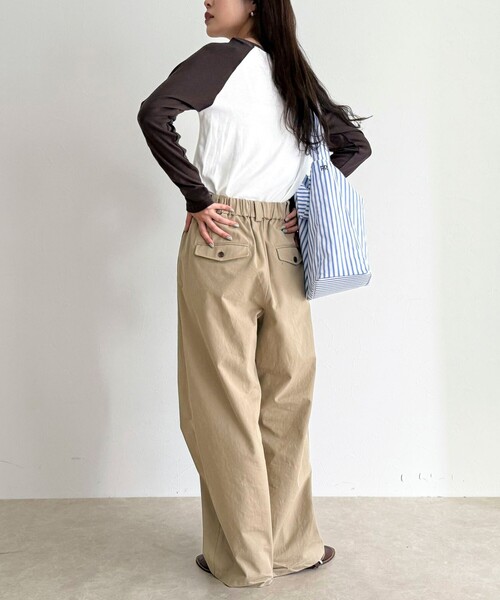 fredy emue（フレディエミュ）の「シアーラグランロンＴシャツ（Tシャツ/カットソー・レディース・オフホワイト/チャコールグレー/ブラウン・38）」の6枚目の写真