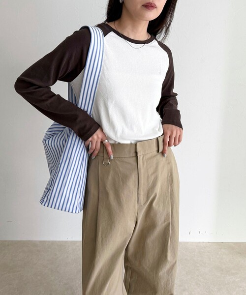 fredy emue（フレディエミュ）の「シアーラグランロンＴシャツ（Tシャツ/カットソー・レディース・オフホワイト/チャコールグレー/ブラウン・38）」の7枚目の写真