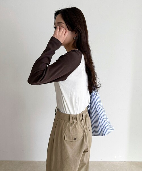 fredy emue（フレディエミュ）の「シアーラグランロンＴシャツ（Tシャツ/カットソー・レディース・オフホワイト/チャコールグレー/ブラウン・38）」の8枚目の写真