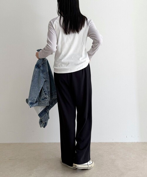 fredy emue（フレディエミュ）の「シアーラグランロンＴシャツ（Tシャツ/カットソー・レディース・オフホワイト/チャコールグレー/ブラウン・38）」の19枚目の写真