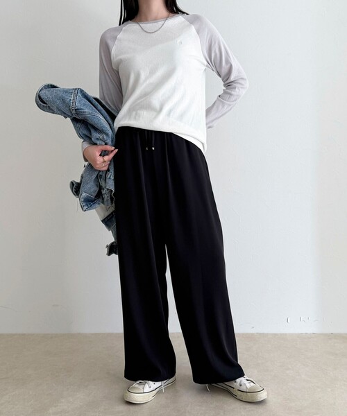 fredy emue（フレディエミュ）の「シアーラグランロンＴシャツ（Tシャツ/カットソー・レディース・オフホワイト/チャコールグレー/ブラウン・38）」の20枚目の写真