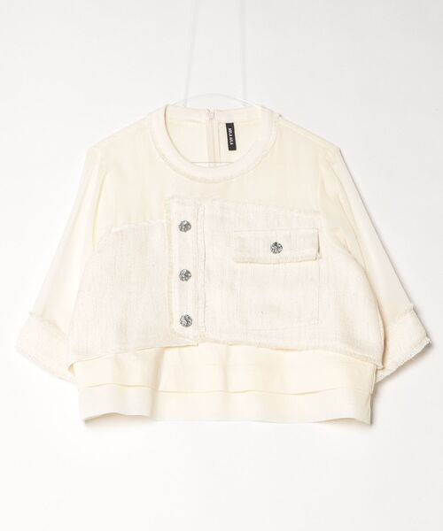 ROYAL FLASH（ロイヤルフラッシュ）の「別注３ファブリックコンビネーションプルオーバー（Tシャツ/カットソー・レディース・モスグリーン/ホワイト・0）」の2枚目の写真