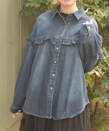 axes femme | フリルデニムシャツ(シャツ/ブラウス)