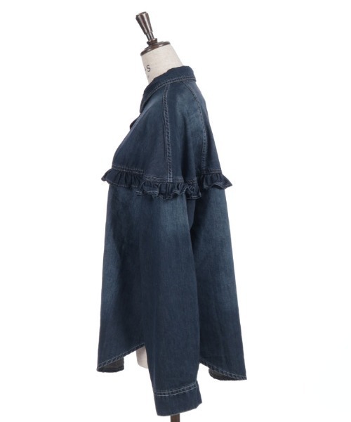 axes femme（アクシーズファム）の「フリルデニムシャツ（シャツ/ブラウス・レディース・インディゴブルー/ケミカルウォッシュ・FREE）」の9枚目の写真