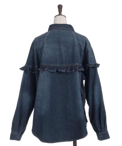 axes femme（アクシーズファム）の「フリルデニムシャツ（シャツ/ブラウス・レディース・インディゴブルー/ケミカルウォッシュ・FREE）」の10枚目の写真