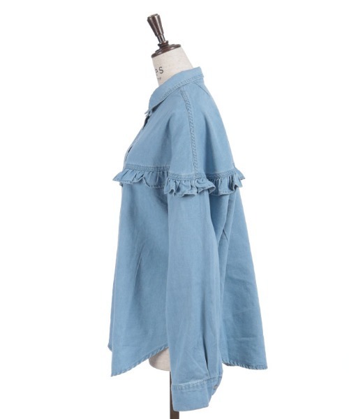 axes femme（アクシーズファム）の「フリルデニムシャツ（シャツ/ブラウス・レディース・インディゴブルー/ケミカルウォッシュ・FREE）」の17枚目の写真
