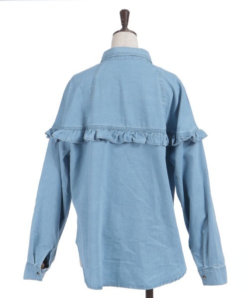 axes femme（アクシーズファム）の「フリルデニムシャツ（シャツ/ブラウス・レディース・インディゴブルー/ケミカルウォッシュ・FREE）」の18枚目の写真