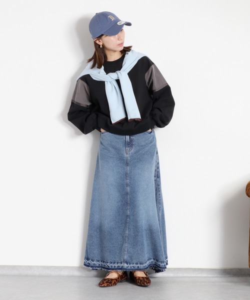 cepo（セポ）の「【歩くたび美しく揺れる】サイドタックフレアデニムスカート（デニムスカート・レディース・ブルー系3/ブルー系2・S/M/L）」の3枚目の写真