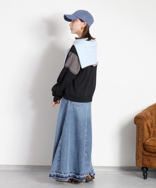 cepo（セポ）の「【歩くたび美しく揺れる】サイドタックフレアデニムスカート（デニムスカート・レディース・ブルー系3/ブルー系2・S/M/L）」の4枚目の写真