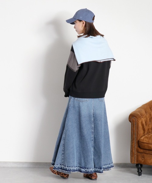 cepo（セポ）の「【歩くたび美しく揺れる】サイドタックフレアデニムスカート（デニムスカート・レディース・ブルー系3/ブルー系2・S/M/L）」の5枚目の写真