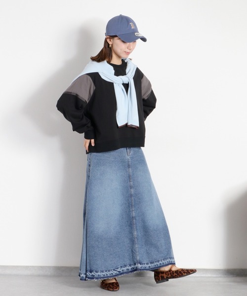 cepo（セポ）の「【歩くたび美しく揺れる】サイドタックフレアデニムスカート（デニムスカート・レディース・ブルー系3/ブルー系2・S/M/L）」の7枚目の写真