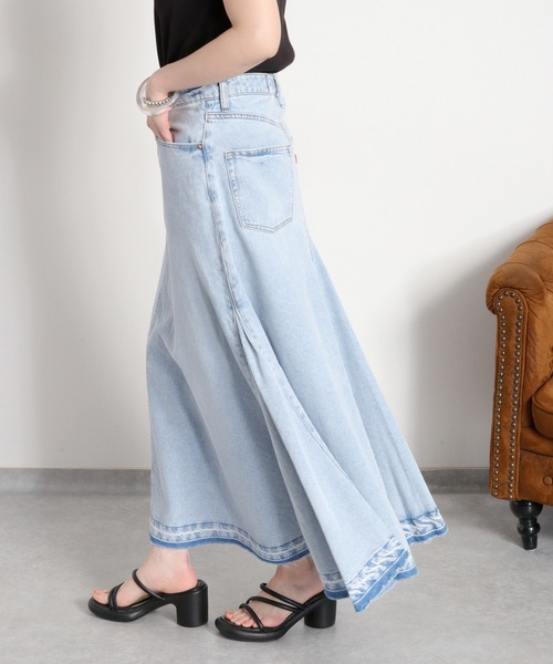 cepo（セポ）の「【歩くたび美しく揺れる】サイドタックフレアデニムスカート（デニムスカート・レディース・ブルー系3/ブルー系2・S/M/L）」の22枚目の写真