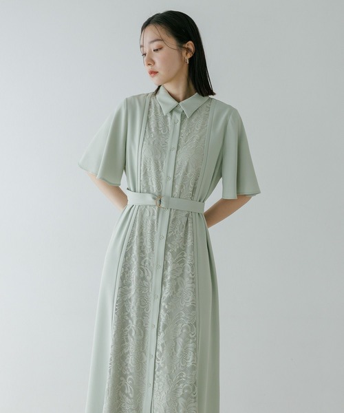 Andemiu(アンデミュウ)の「フロントキリカエレースワンピース665521(ワンピース・レディース・ライトグレー/グリーン/ネイビー・FREE)」の2枚目の写真