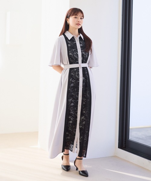 Andemiu(アンデミュウ)の「フロントキリカエレースワンピース665521(ワンピース・レディース・ライトグレー/グリーン/ネイビー・FREE)」の4枚目の写真