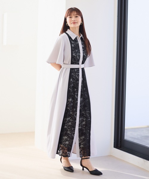 Andemiu(アンデミュウ)の「フロントキリカエレースワンピース665521(ワンピース・レディース・ライトグレー/グリーン/ネイビー・FREE)」の6枚目の写真