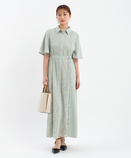 Andemiu(アンデミュウ)の「フロントキリカエレースワンピース665521(ワンピース・レディース・ライトグレー/グリーン/ネイビー・FREE)」の9枚目の写真
