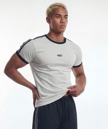 HDEX（エイチデックス）の「イージーマッスルフィットトラックリンガーショートスリーブ (メランジホワイト)（Tシャツ/カットソー）」