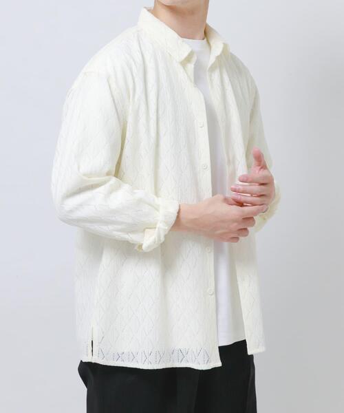 ITEMS URBANRESEARCH（アイテムズ アーバンリサーチ）の「ジオメレースレギュラーカラーシャツ（シャツ/ブラウス・メンズ・ブラック/ホワイト/オリーブ・LARGE/MEDIUM）」の2枚目の写真