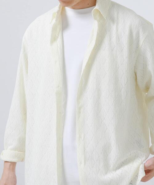 ITEMS URBANRESEARCH（アイテムズ アーバンリサーチ）の「ジオメレースレギュラーカラーシャツ（シャツ/ブラウス・メンズ・ブラック/ホワイト/オリーブ・LARGE/MEDIUM）」の6枚目の写真