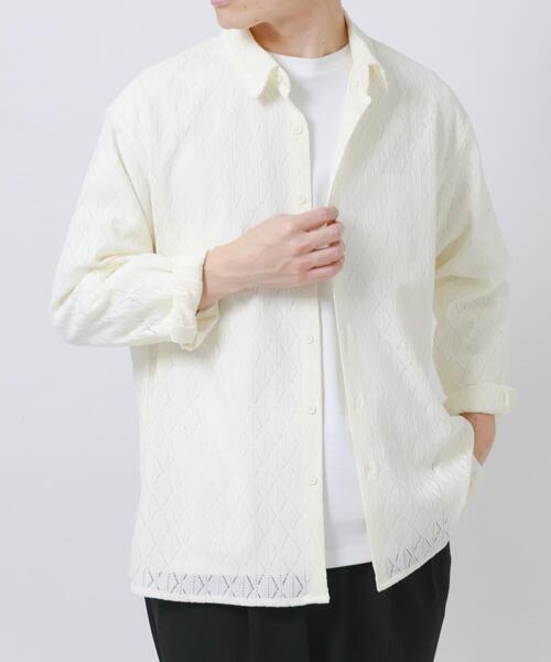 ITEMS URBANRESEARCH（アイテムズ アーバンリサーチ）の「ジオメレースレギュラーカラーシャツ（シャツ/ブラウス・メンズ・ブラック/ホワイト/オリーブ・LARGE/MEDIUM）」の7枚目の写真