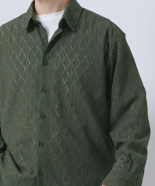 ITEMS URBANRESEARCH（アイテムズ アーバンリサーチ）の「ジオメレースレギュラーカラーシャツ（シャツ/ブラウス・メンズ・ブラック/ホワイト/オリーブ・LARGE/MEDIUM）」の12枚目の写真
