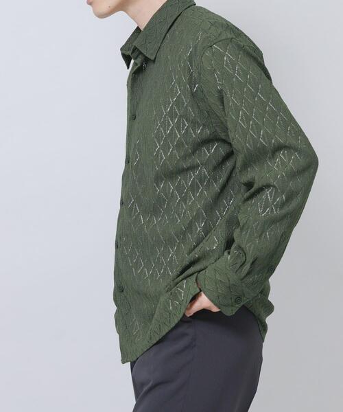 ITEMS URBANRESEARCH（アイテムズ アーバンリサーチ）の「ジオメレースレギュラーカラーシャツ（シャツ/ブラウス・メンズ・ブラック/ホワイト/オリーブ・LARGE/MEDIUM）」の15枚目の写真