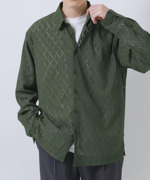 ITEMS URBANRESEARCH（アイテムズ アーバンリサーチ）の「ジオメレースレギュラーカラーシャツ（シャツ/ブラウス・メンズ・ブラック/ホワイト/オリーブ・LARGE/MEDIUM）」の16枚目の写真