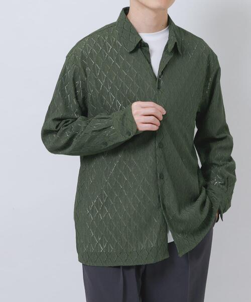 ITEMS URBANRESEARCH（アイテムズ アーバンリサーチ）の「ジオメレースレギュラーカラーシャツ（シャツ/ブラウス・メンズ・ブラック/ホワイト/オリーブ・LARGE/MEDIUM）」の17枚目の写真