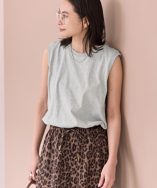 JOURNAL STANDARD(ジャーナルスタンダード)の「汗ジミ防止天竺ノースリーブ(Tシャツ/カットソー・レディース・チャコールグレー/ブラック系その他/ホワイト・FREE)」の16枚目の写真