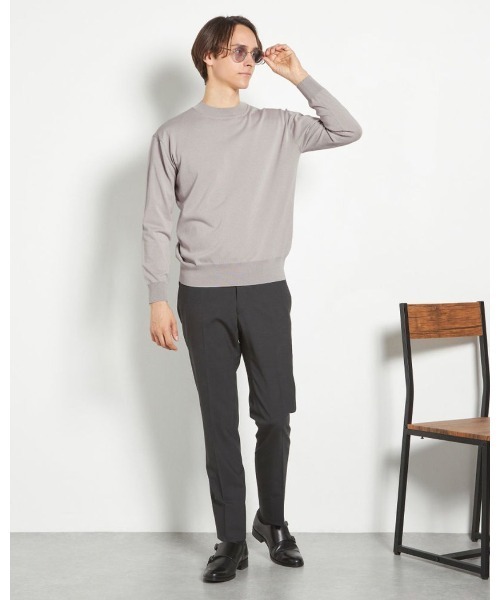 SUIT SELECT(スーツセレクト)の「【RBC】コットンブレンドモックネックニット/マシンウォッシャブル/「UVカット」「接触冷感」(Tシャツ/カットソー・メンズ・ネイビー/ブラック/グレー・MEDIUM/LARGE/X-LARGE)」の3枚目の写真