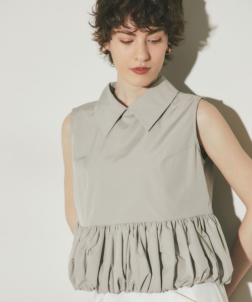 ARVELLIA(アルベリア)の「GATHERED HEM SLEEVELESS TOP(シャツ/ブラウス・レディース・グレイッシュベージュ/ブラック・M)」の5枚目の写真