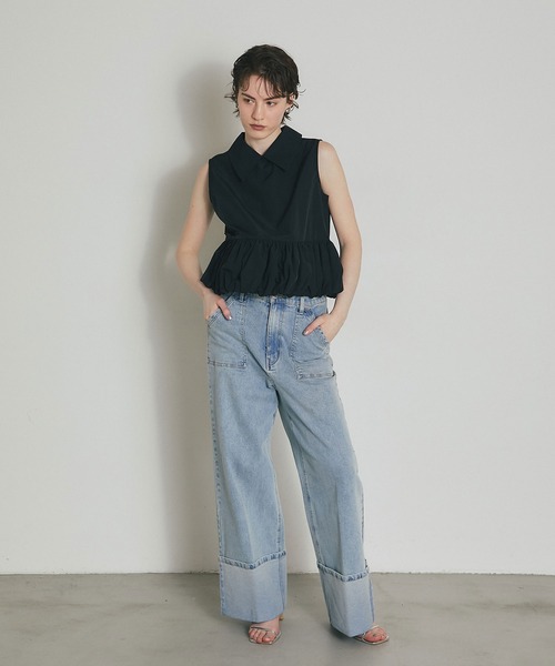 ARVELLIA(アルベリア)の「GATHERED HEM SLEEVELESS TOP(シャツ/ブラウス・レディース・グレイッシュベージュ/ブラック・M)」の10枚目の写真