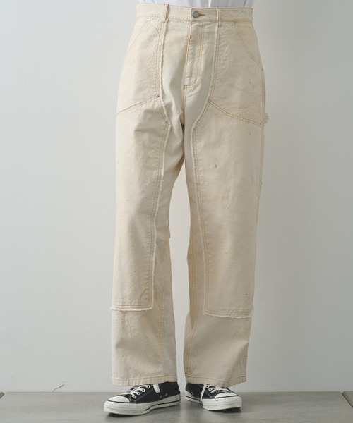 FACCIES（ファチーズ）の「【FACCIES/ファッチーズ】AGINGA DUCK DOUBLE KNEE PANTS（デニムパンツ・メンズ・ブラック/クリーム・2/1）」の2枚目の写真