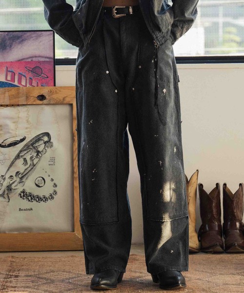 FACCIES ブーツカットデニムazwy5428 FACCIES/ファッチーズ】AGINGA DUCK DOUBLE KNEE PANTS（デニムパンツ