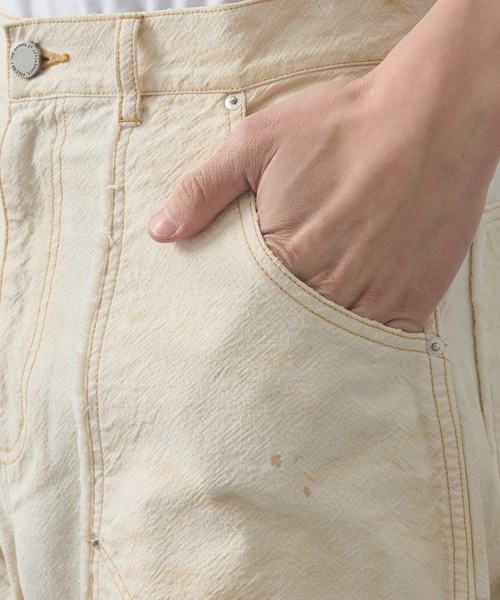 FACCIES（ファチーズ）の「【FACCIES/ファッチーズ】AGINGA DUCK DOUBLE KNEE PANTS（デニムパンツ・メンズ・ブラック/クリーム・2/1）」の10枚目の写真