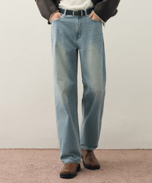 DRAW FIT（ドローフィット）の「ユージュアルセミワイドデニムパンツ [ダスティブルー]（デニムパンツ）」