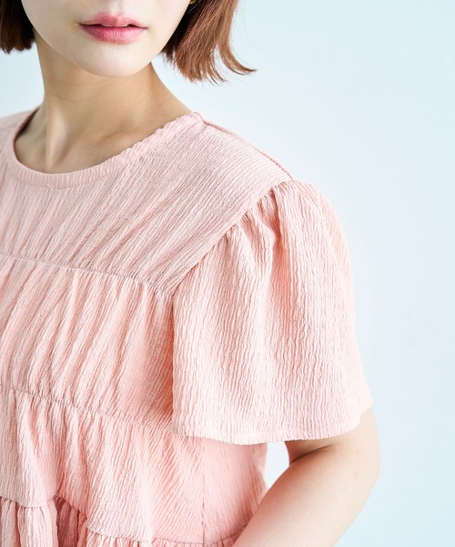 mil(ミル)の「【待望の再入荷♪】 カット楊柳 シャーリングペプラムブラウス 【587175】(シャツ/ブラウス・レディース・モカ/ブラック/オフホワイト/ピンク・ONE SIZE)」の22枚目の写真