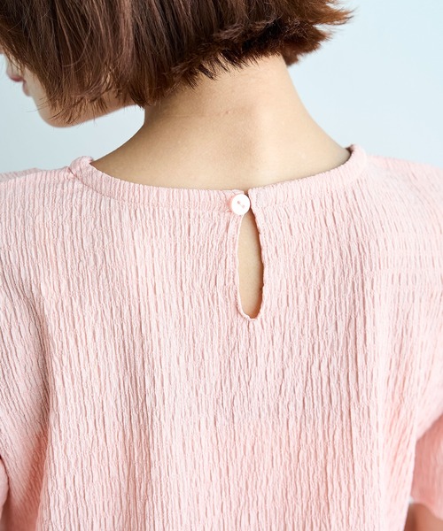 mil（ミル）の「【待望の再入荷♪】 カット楊柳 シャーリングペプラムブラウス 【587175】（シャツ/ブラウス・レディース・モカ/ブラック/オフホワイト/ピンク・ONE SIZE）」の22枚目の写真