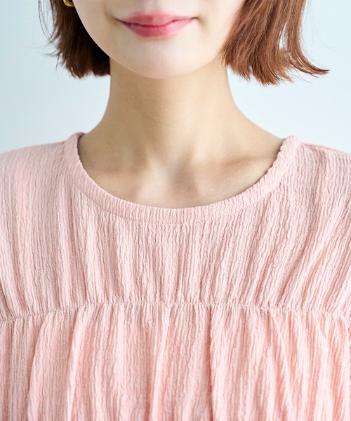 mil(ミル)の「【待望の再入荷♪】 カット楊柳 シャーリングペプラムブラウス 【587175】(シャツ/ブラウス・レディース・モカ/ブラック/オフホワイト/ピンク・ONE SIZE)」の20枚目の写真