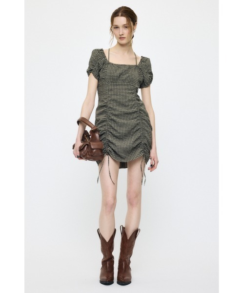 MOUSSY(マウジー)の「MULTIWAY GATHER ミニドレス(ワンピース・レディース・グリーン系その他2/オフホワイト/ブラック・1/2)」の6枚目の写真