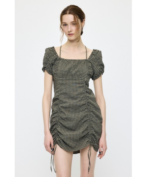 MOUSSY(マウジー)の「MULTIWAY GATHER ミニドレス(ワンピース・レディース・グリーン系その他2/オフホワイト/ブラック・1/2)」の8枚目の写真