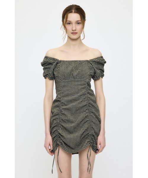 MOUSSY(マウジー)の「MULTIWAY GATHER ミニドレス(ワンピース・レディース・グリーン系その他2/オフホワイト/ブラック・1/2)」の11枚目の写真