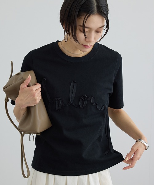 テープ刺繍コンパクトTシャツ（Tシャツ/カットソー）｜SALON adam et