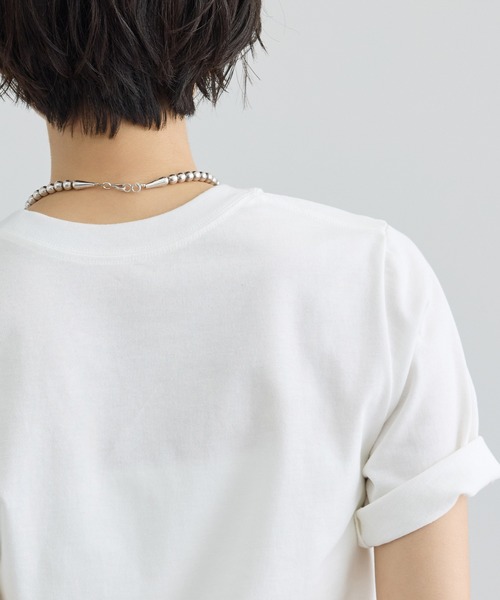SALON adam et rope'(サロン アダム エ ロペ)の「テープ刺繍コンパクトTシャツ(Tシャツ/カットソー・レディース・オフホワイト/ブラック・FREE)」の12枚目の写真