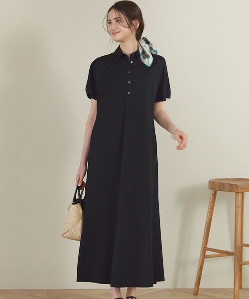 23区(ニジュウサンク)の「ファンクショナル ポロ ワンピース(ワンピース・レディース・ブラック系/黄土色系・38)」の1枚目の写真